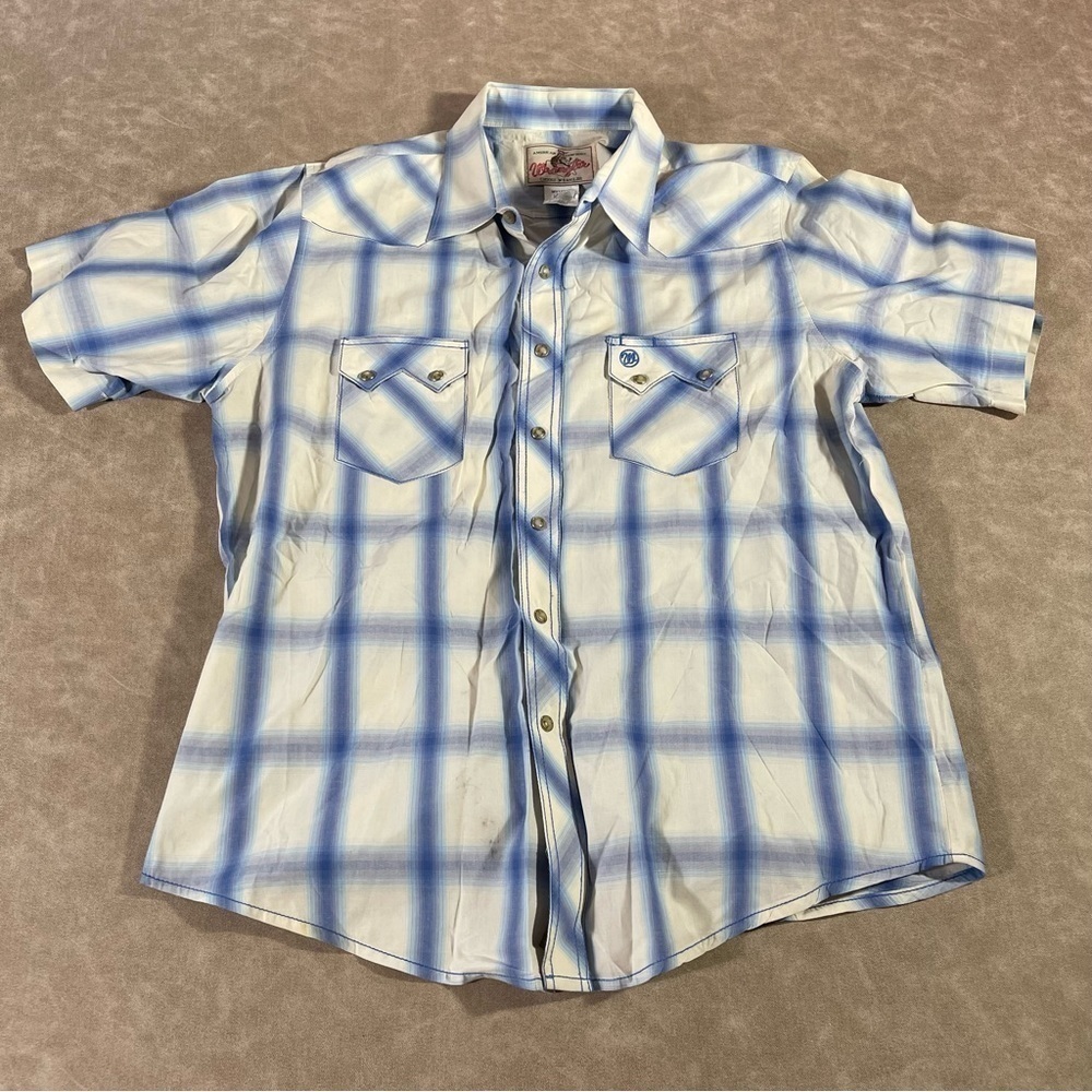 Wrangler Western Pearl Snap‎ Flannel Button Down Shirt Size Large